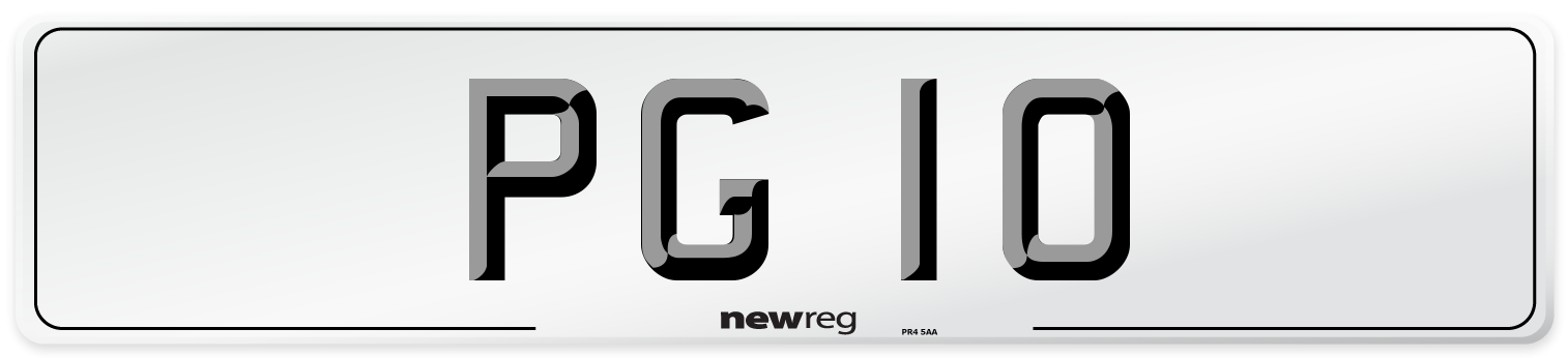 PG 10 Number Plate from New Reg
